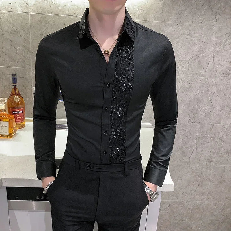 Men’s Luxury Black & White Shirt for Party
