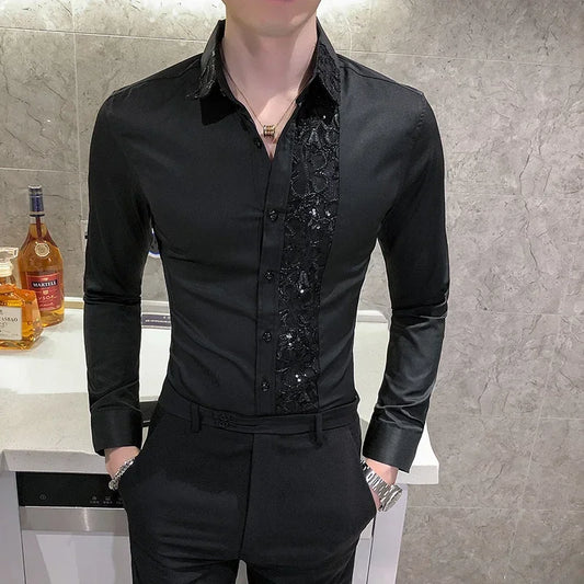 Men’s Luxury Black & White Shirt for Party