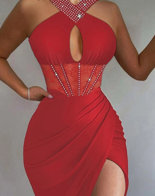 Women's High Slit Ruched Dress for Night Out