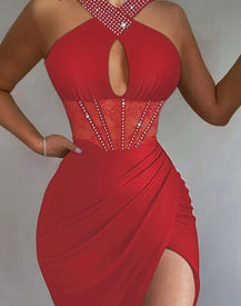 Women's High Slit Ruched Dress for Night Out