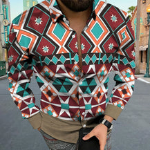 Men’s Aztec Print Casual Buttoned Shirt