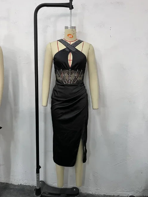 Women's High Slit Ruched Dress for Night Out