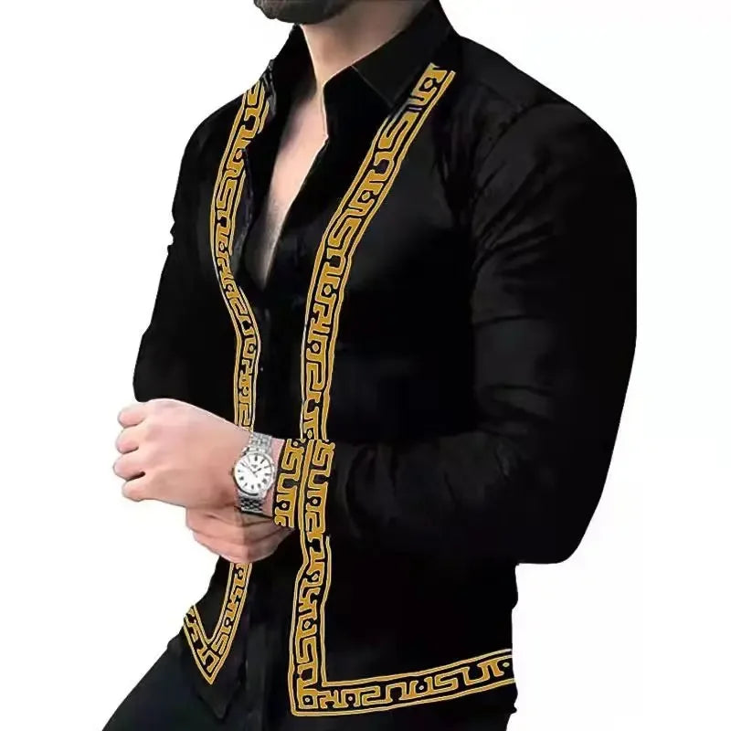 Long Sleeve Button Lapel Shirt for Men