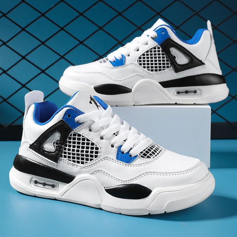 Children’s Breathable White & Black Tennis Shoes