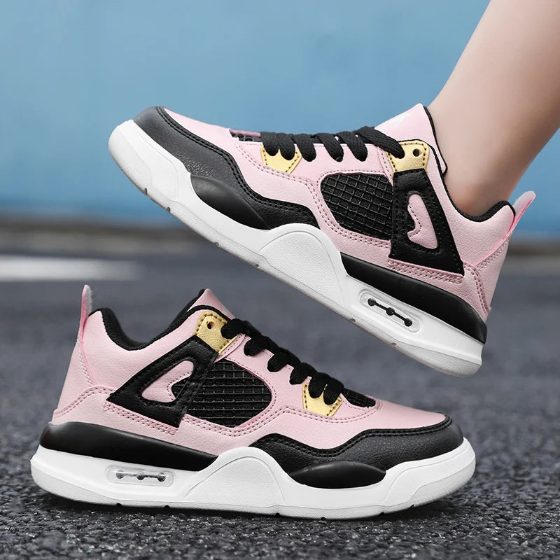 Children’s Breathable White & Black Tennis Shoes