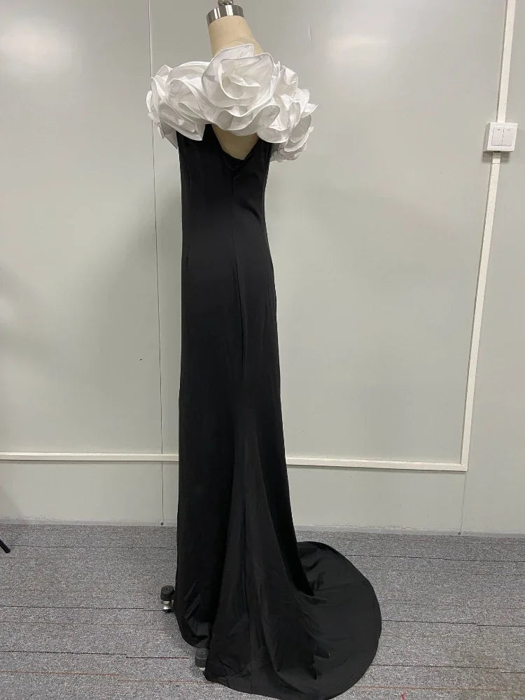 Women’s Luxury Black & White Contrast Party Dress