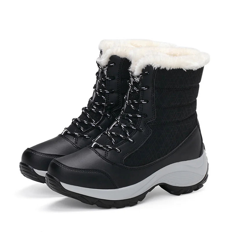 Snow Women's Boots 2025 Trend Women Shoes Platform Ladies Shoes Solid Mid Women's High Boots Platform Boots Women Botas Mujer