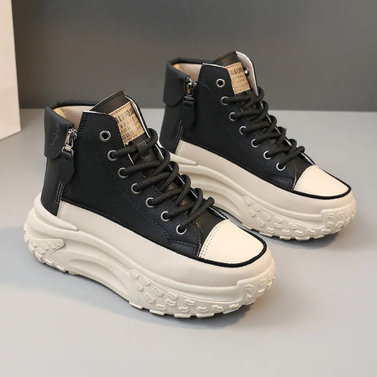 Women’s Leather & Canvas Platform Sneakers