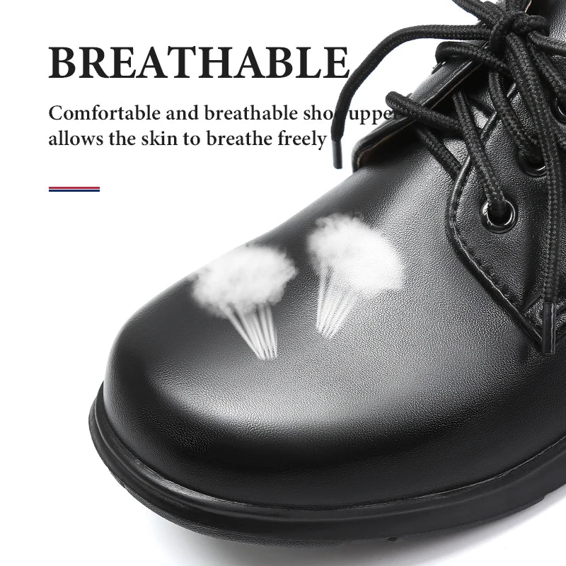 Kids  Soft Black Leather School Shoes