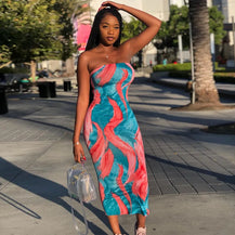 Women's Slim Bandage Chest Wrap Long Dress