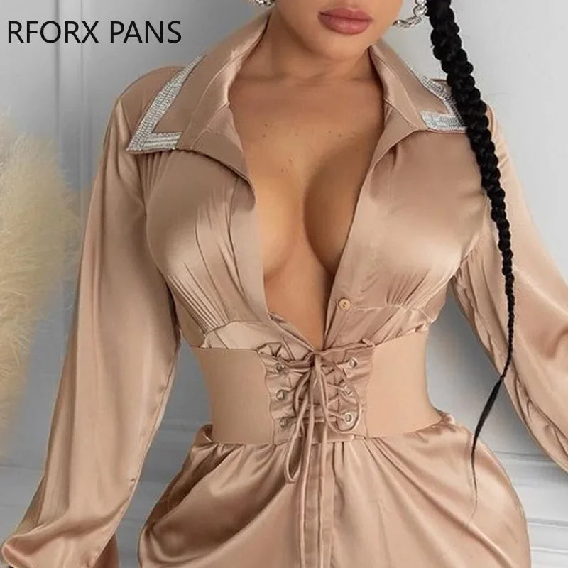 Women’s Elegant Button-Front  Mini Party Dress