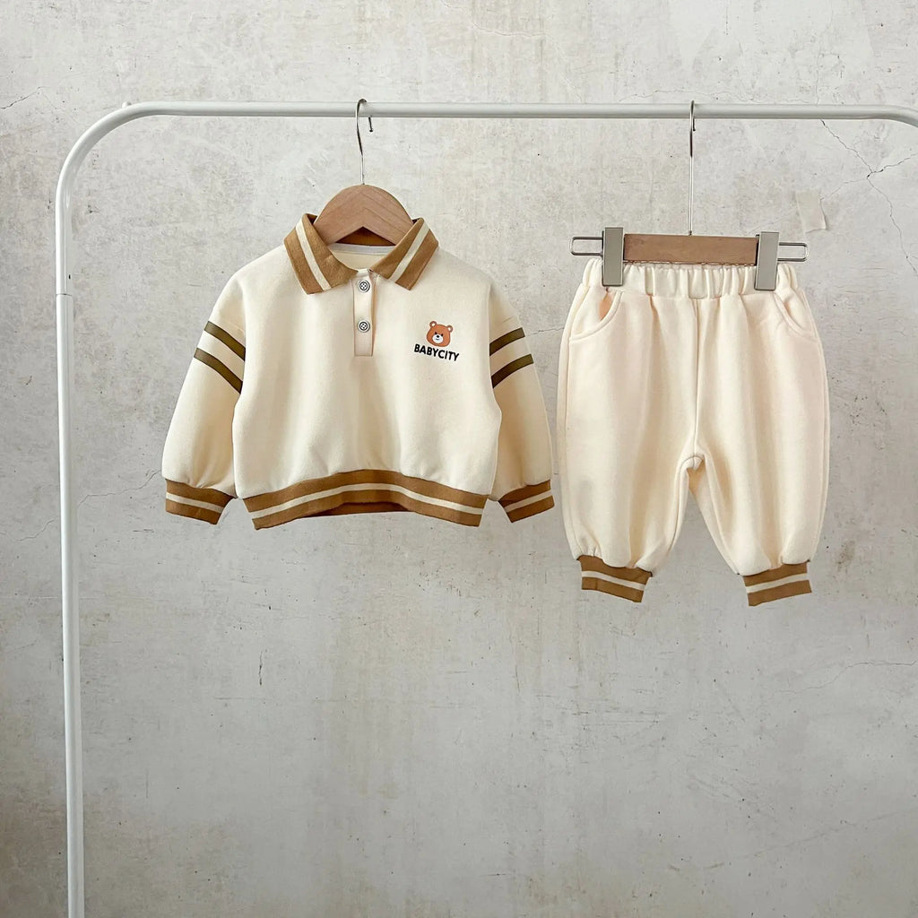 Autumn Toddler Boys 2PCS Clothes Set Cotton Cartoon Printed Kid Boy Polo Shirt Suits Loose Casual Sports Pant Babys Boys Outfits