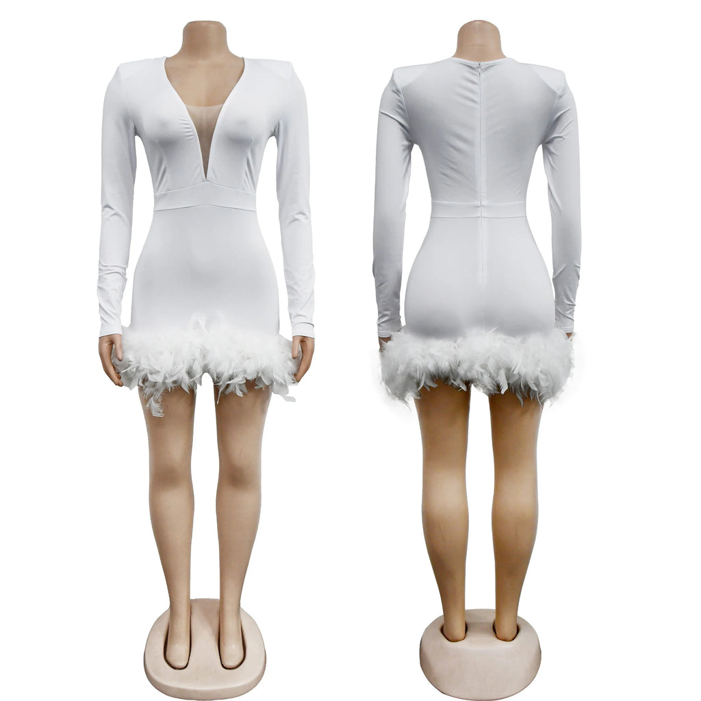 Women’s Elegant White Bandage Mini Dress