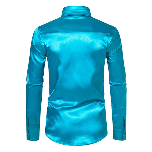 Men’s Luxury Black Satin Shirt