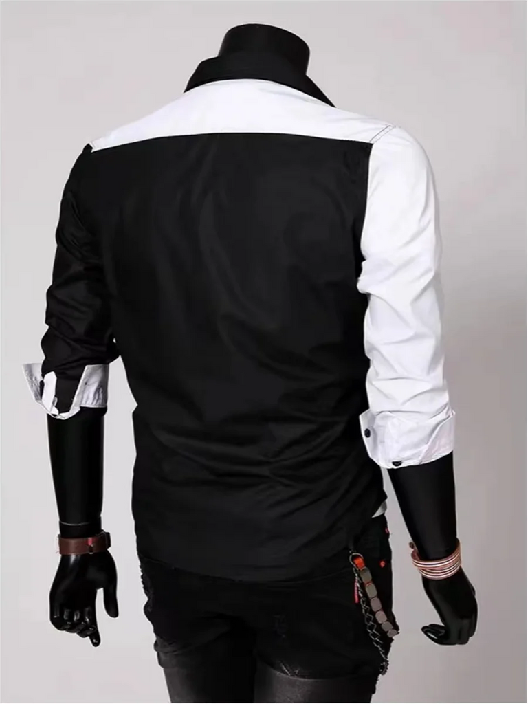 Men’s Splicing Design Office Wear Shirt