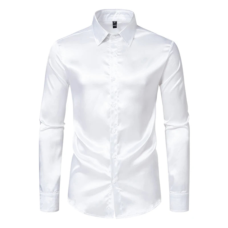 Men’s Luxury Black Satin Shirt