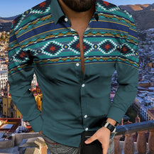 Men’s Aztec Print Casual Buttoned Shirt