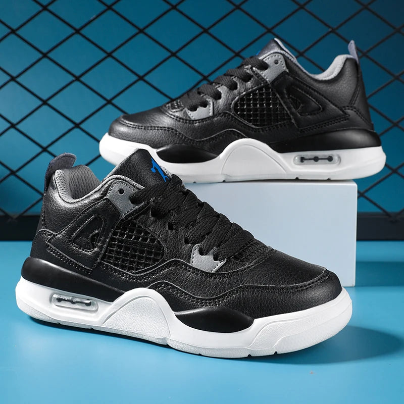 Children’s Breathable White & Black Tennis Shoes
