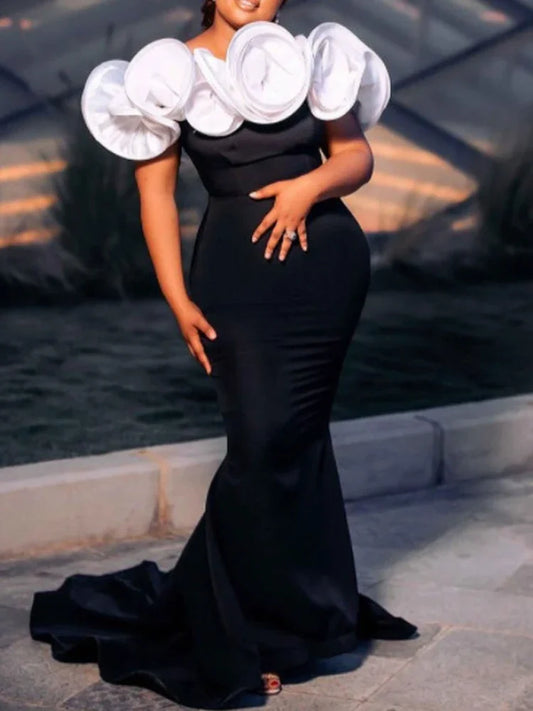 Women’s Luxury Black & White Contrast Party Dress