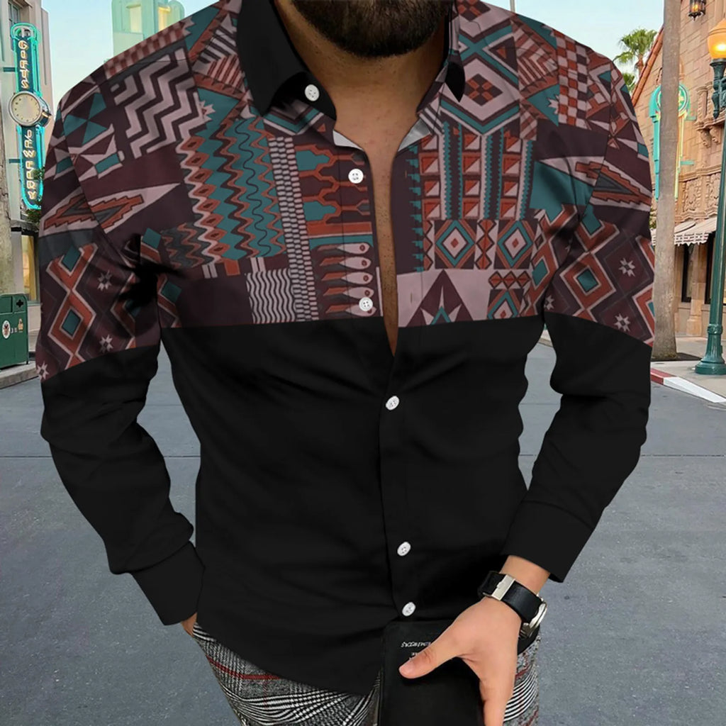 Men’s Aztec Print Casual Buttoned Shirt