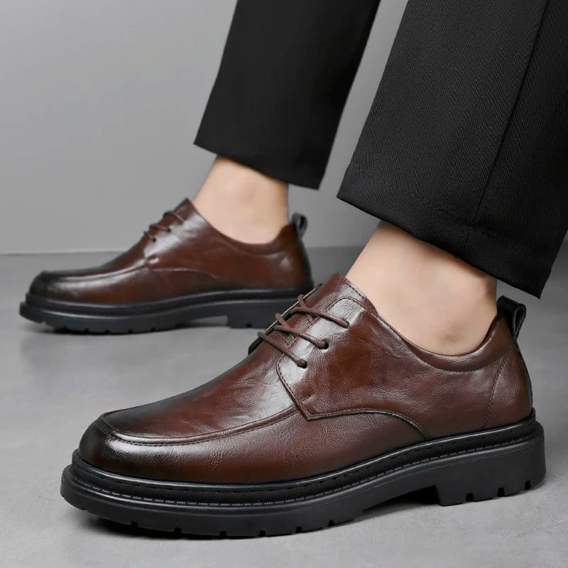 Men’s Leather Round Toe Dress Shoes