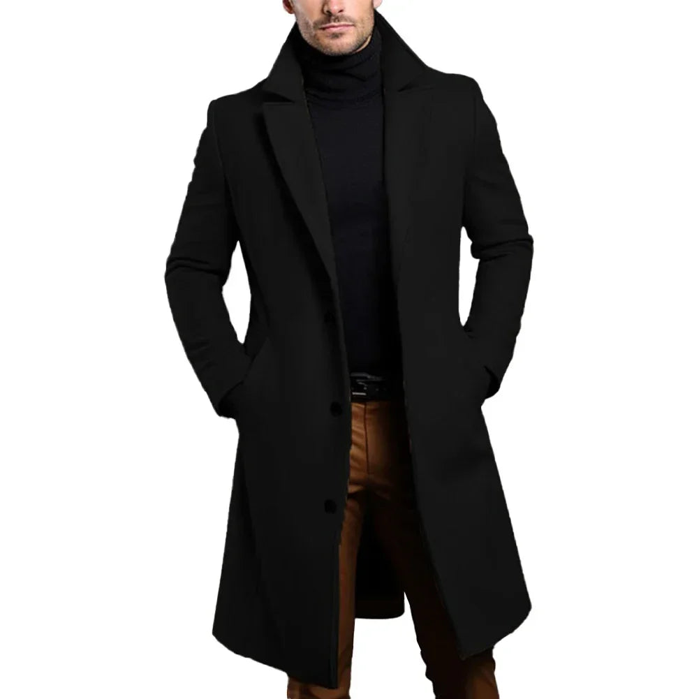 Warm Black Trench Coat For Men