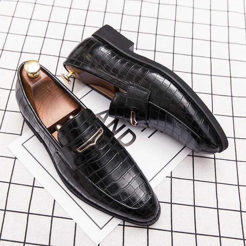 Men’s Italian Style Blue Leather Loafers