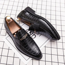 Men’s Italian Style Blue Leather Loafers