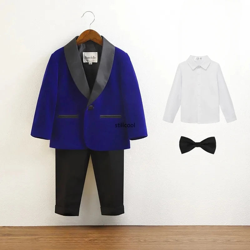 Baby Boys’ Black Velvet Tuxedo Suit