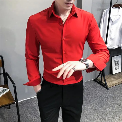 Men’s Solid Color Long Sleeve Shirt