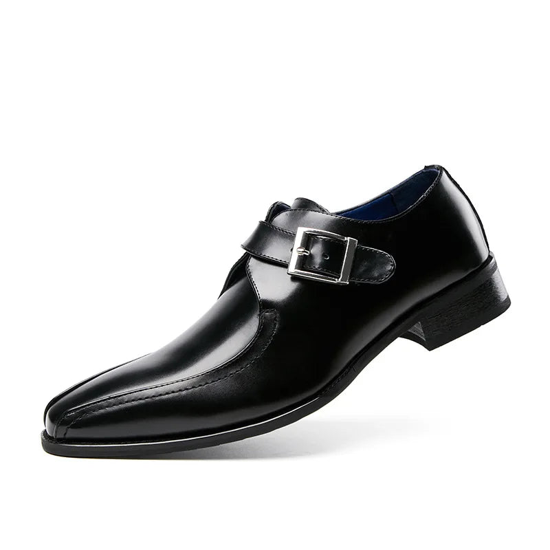 Men’s Classic Buckle Leather Derby Shoes