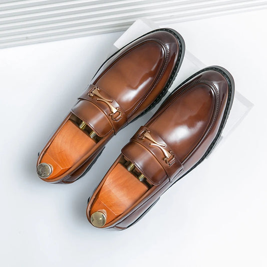 Men’s Handmade Brown Leather  Derby Loafers