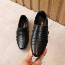 British Style Black & White Leather Shoes for Kids
