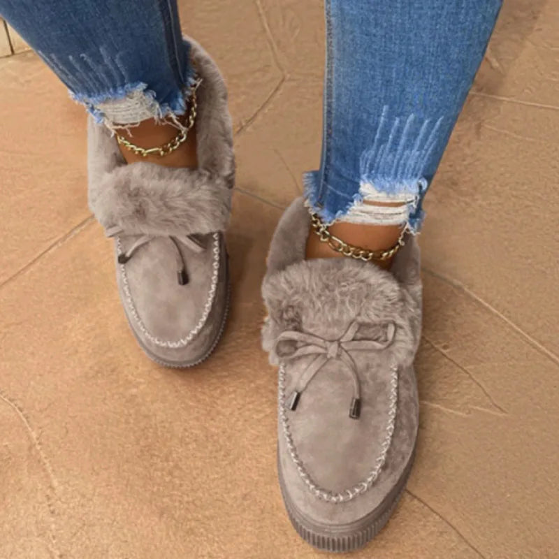 Women’s Solid Color Furry Winter Boots