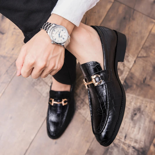 Korean Style Black Loafers for Modern Men