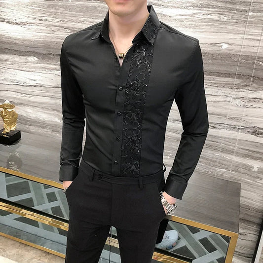 Men’s Luxury Black & White Shirt for Party