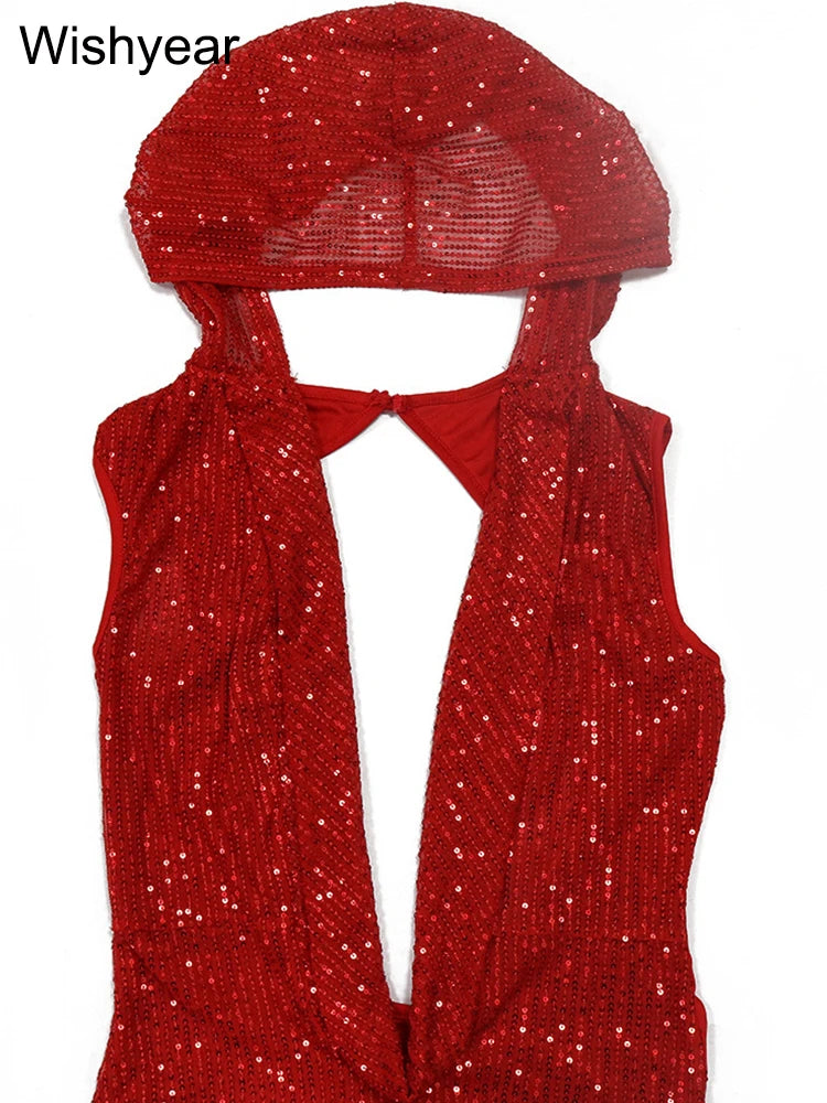 Women’s Luxury Red Hooded Birthday Dress