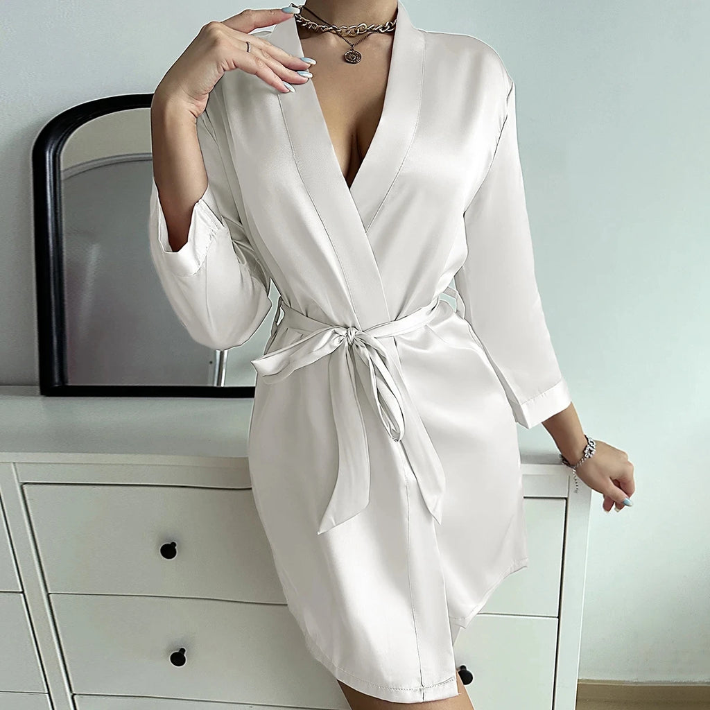 European Style Ice Silk Robe for Women