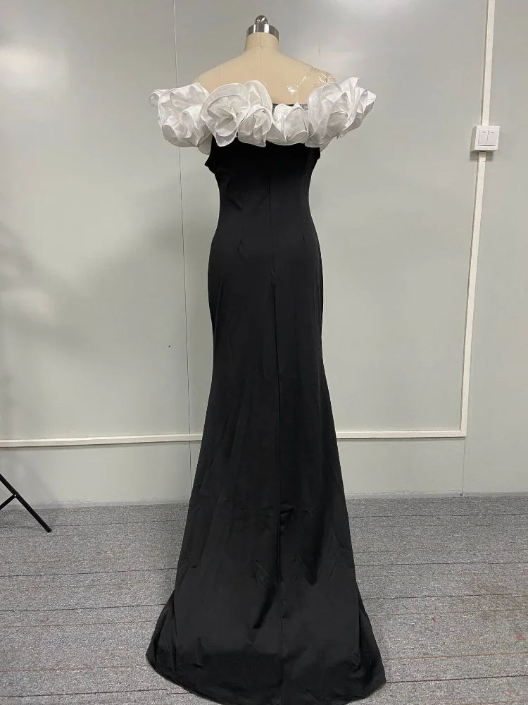 Women’s Luxury Black & White Contrast Party Dress