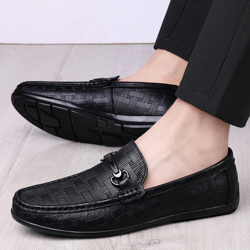 Men’s Black Leather Loafer Shoes