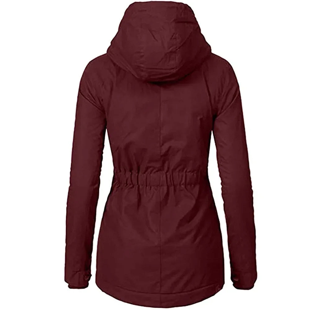 Fashion Hooded Women Splice Zipper Coats