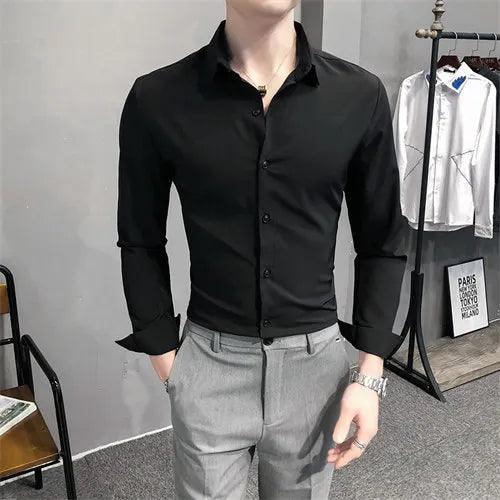 Men’s Solid Color Long Sleeve Shirt