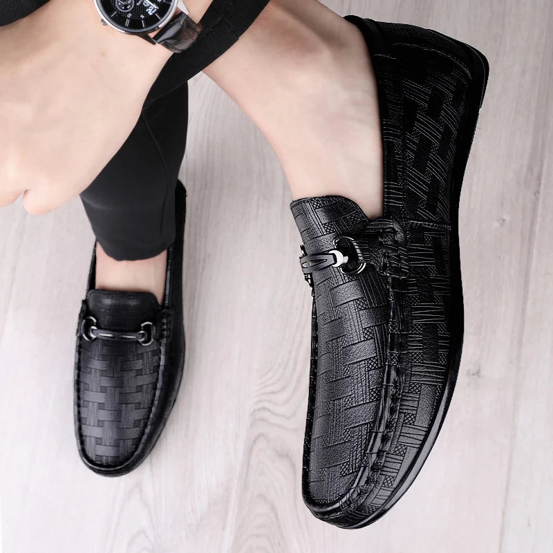 Men’s Black Leather Loafer Shoes