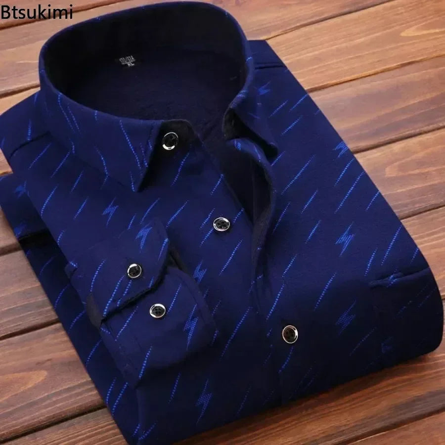 Men’s Thick Warm Plaid Shirt for Autumn & Winter