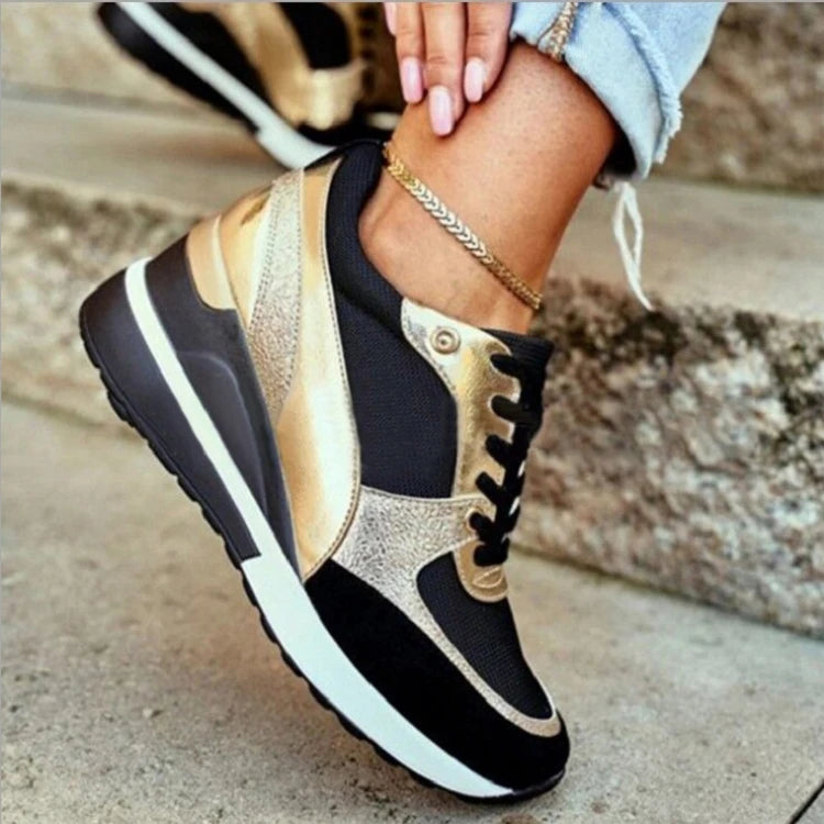 Women’s Lace-Up Colorblock Wedge Sneakers