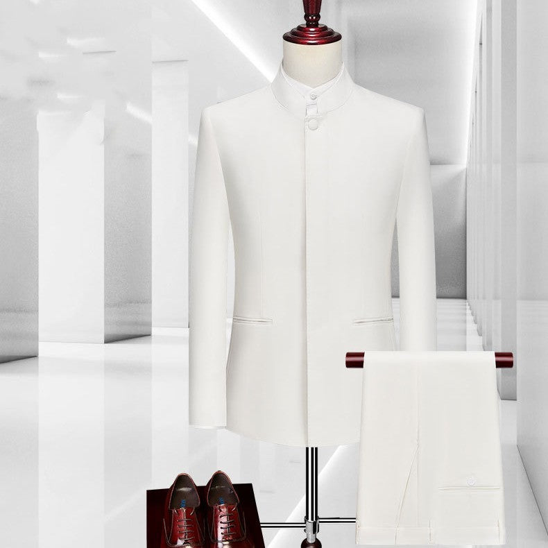 White Zhongshan Suit Set for Men