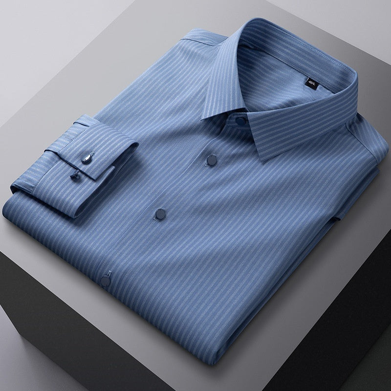 Men’s Striped Bamboo Fiber Long-Sleeve Shirt