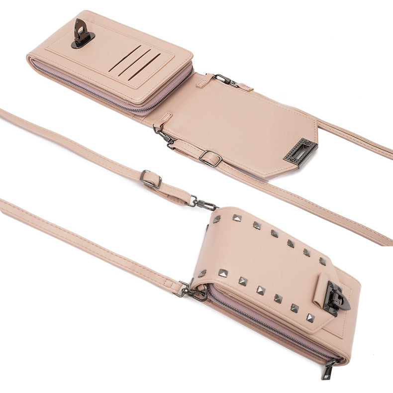 Women’s Rivet Design Mobile Phone Shoulder Bag