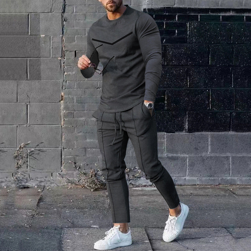 Men’s Round Neck Long Sleeve Two-Piece Set