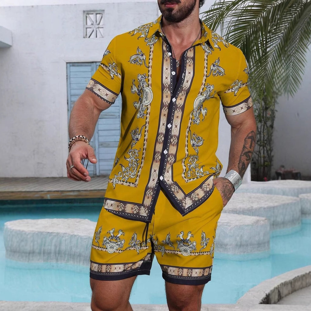 Men’s Trendy 3D Print Two-Piece Set